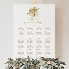 Boho Neutral Gouden Doop Zitkaart Teken Poster