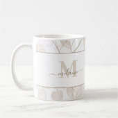 Boho Neutral Lunaria Custom Monogram en Naam Mok (Links)