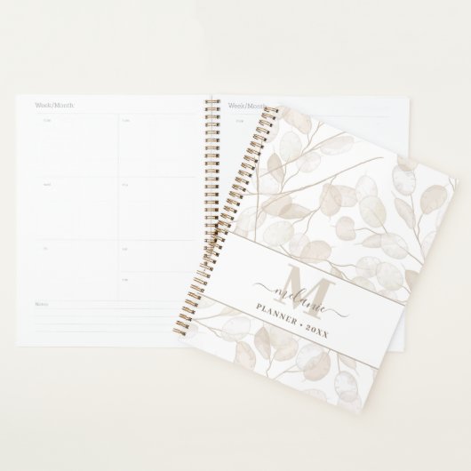Boho Neutral Lunaria Custom Name Initiaal Planner (Display)