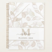 Boho Neutral Lunaria Custom Name Initiaal Planner (Voorkant)