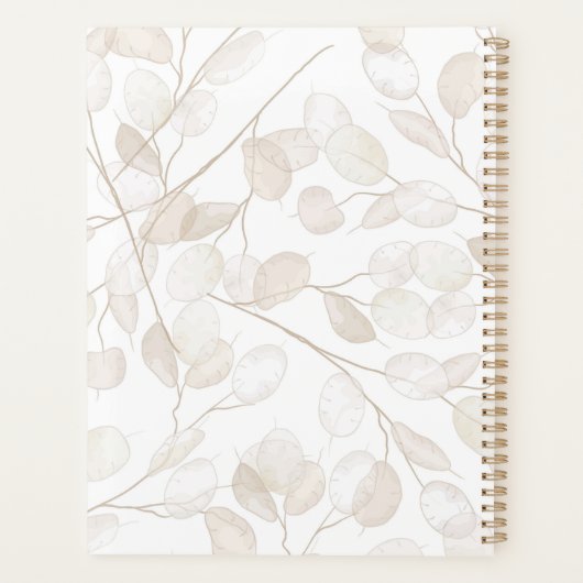 Boho Neutral Lunaria Custom Name Initiaal Planner (Achterkant)