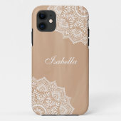 Boho Neutral Mandala Aangepaste Naam Case-Mate iPhone Case (Achterkant)