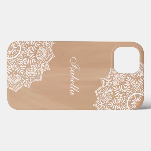 Boho Neutral Mandala Aangepaste Naam Case-Mate iPhone Case (Achterkant (horizontaal))