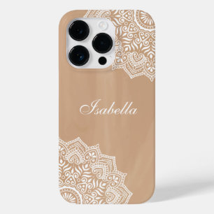 Boho Neutral Mandala Aangepaste Naam Case-Mate iPhone 14 Pro Hoesje