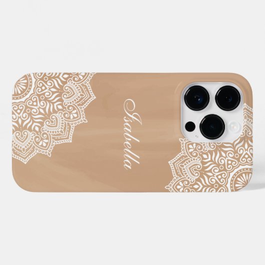 Boho Neutral Mandala Aangepaste Naam Case-Mate iPhone Case (Achterkant (horizontaal))