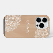 Boho Neutral Mandala Aangepaste Naam iPhone Hoesje (Achterkant horizontaal)