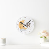 Boho Neutral Moon Nursery Clock with Name Brown Ronde Klok (Huis)