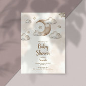 Boho Neutral Moon & Stars Baby shower Uitnodiging