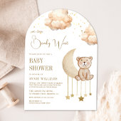Boho Neutral Moon Teddy Bear Arch Baby shower Kaart