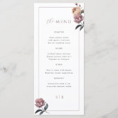 Boho Neutral Paarse Bloemen Wedding Menu (Voorkant)