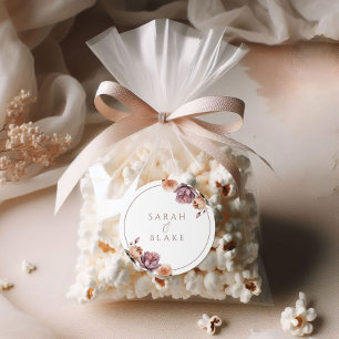 Boho Neutral Paarse Bloemen Wedding Sticker