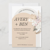 Boho Neutral Pampas Grass Baby shower Uitnodiging (Voorkant)