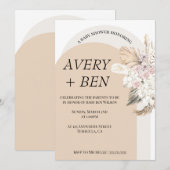 Boho Neutral Pampas Grass Baby shower Uitnodiging (Voorkant / Achterkant)