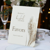Boho Neutral Pampas Grass Vrijgezellenfeest Favors Reclamebord Met Voetstuk