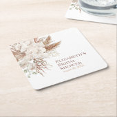 Boho Neutral Pampas Grass Vrijgezellenfeest Kartonnen Onderzetters (Schuin)