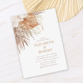 Boho Neutral Pampas Tuin Huwelijksuitnodiging Kaart