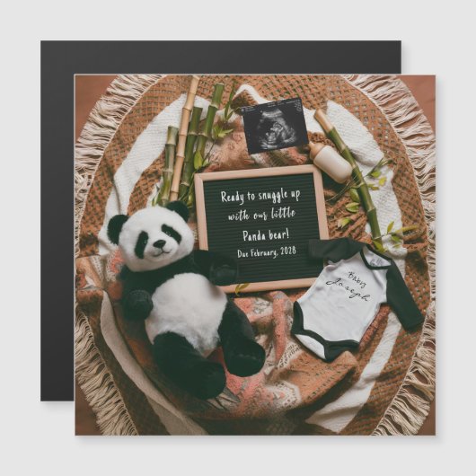 Boho Neutral Panda Pregnancy Announcement  (Voorkant / Achterkant)