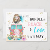 * Boho Neutral Peace & Love Hippie Baby shower I Kaart (Voorkant)