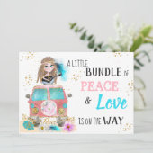 * Boho Neutral Peace & Love Hippie Baby shower I Kaart (Staand voorkant)