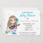 * Boho Neutral Peace & Love Hippie Baby shower I Kaart (Achterkant)