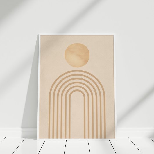 Boho Neutral Perzik Terracotta Sun Rainbow Poster