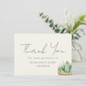 Boho Neutral Plant Baby shower dank u Bedankkaart (Staand voorkant)