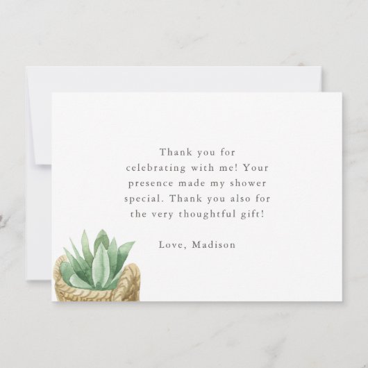 Boho Neutral Plant Baby shower dank u Bedankkaart (Achterkant)