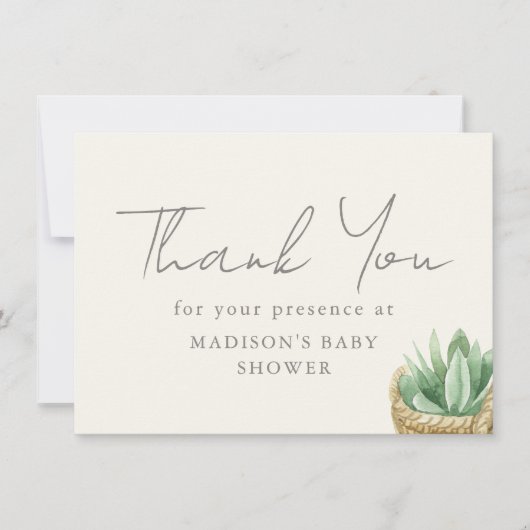 Boho Neutral Plant Baby shower dank u Bedankkaart (Voorkant)