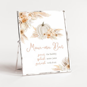 Boho Neutral Pompoen Baby shower Moeder Osa Bar Poster