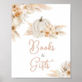 Boho Neutral Pumpkin Baby shower Boeken en geschen Poster (Voorkant)