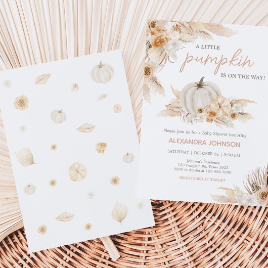 Boho Neutral Pumpkin Baby shower Kaart