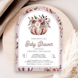 Boho Neutral Pumpkin Floral Arch Baby shower Kaart