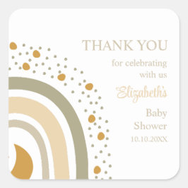 Boho Neutral Rainbow Baby shower dank u Vierkante Sticker
