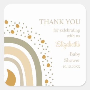 Boho Neutral Rainbow Baby shower dank u Vierkante Sticker