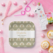 Boho Neutral Rainbow Baby shower Papieren Bordje (Feest)