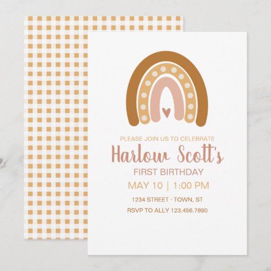 Boho Neutral Rainbow Birthday Kaart (Voorkant / Achterkant)