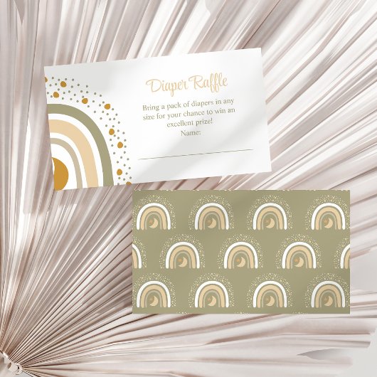 Boho Neutral Rainbow Diaper Raffle Enclosure Kaart