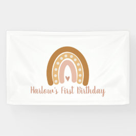 Boho Neutral Rainbow Gepersonaliseerd Spandoek