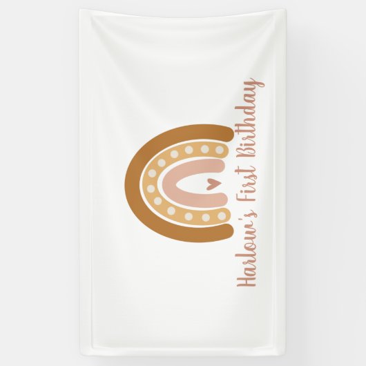 Boho Neutral Rainbow Gepersonaliseerd Spandoek (Verticaal)