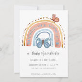 Boho Neutral Rainbow Peach Dusty Blue Butterfly Kaart (Voorkant)