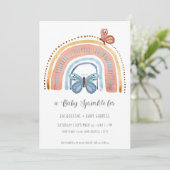 Boho Neutral Rainbow Peach Dusty Blue Butterfly Kaart (Staand voorkant)