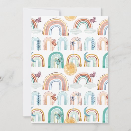 Boho Neutral Rainbow Terracotta Blauwgroen Sun But Kaart (Achterkant)