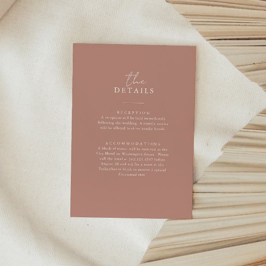 Boho Neutral Roos | Simple Wedding Guest Details Informatiekaartje