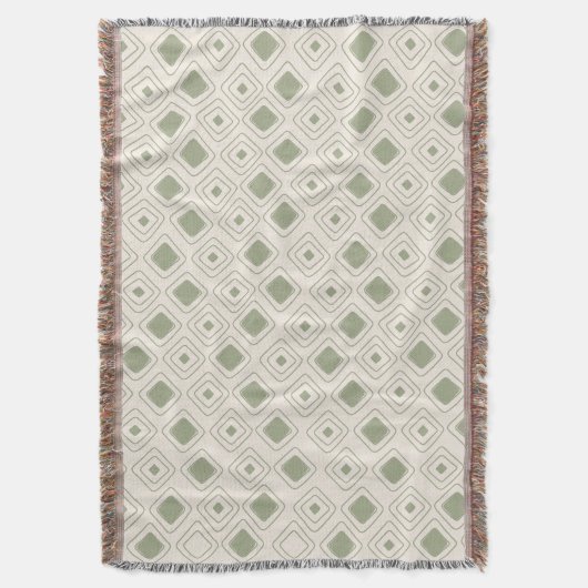 Boho Neutral Sage Tribal Geometrisch Azteeks Patro Deken (Voorkant Verticaal)