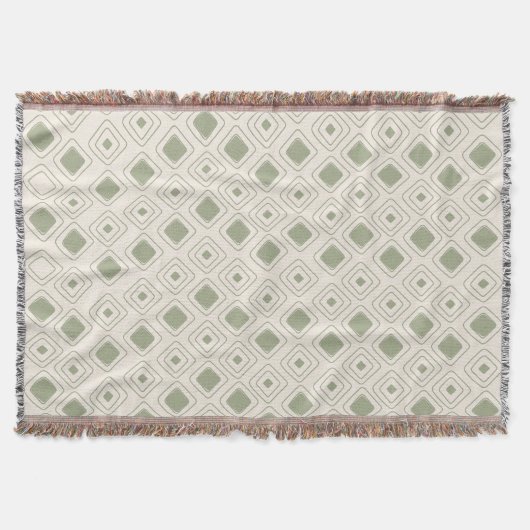 Boho Neutral Sage Tribal Geometrisch Azteeks Patro Deken (Voorkant)