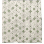 Boho Neutral Sage Tribal Geometrisch Azteeks Patro Douchegordijn (Voorkant)