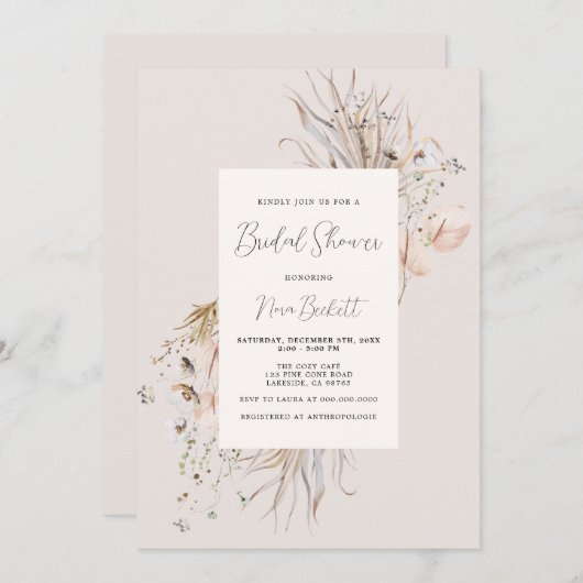 Boho Neutral Shades Botanisch Lijst Vrijgezellenfe Kaart