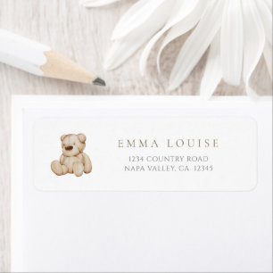 Boho Neutral Teddy Bear Adres Etiket