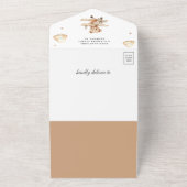 Boho Neutral Teddy Bear Baby shower All In One Uitnodiging (Buitenkant)