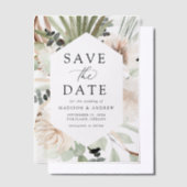 Boho Neutral Tropical Floral Wedding Sla de datum  Vellum Uitnodigingen (Offset)